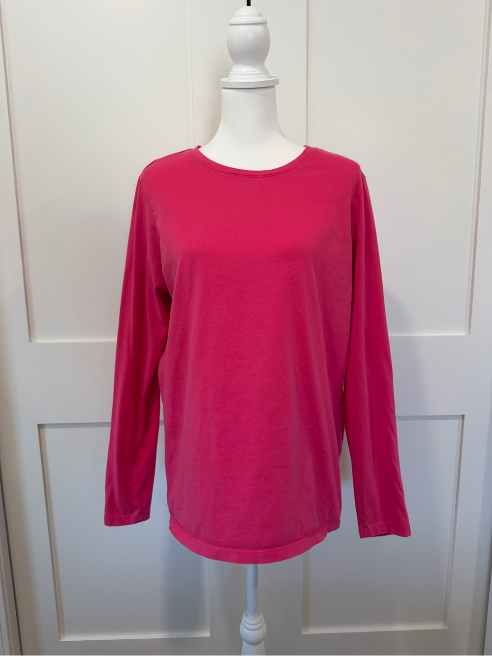 Lands' End Long-Sleeve Crewneck Tee in Bright Pink